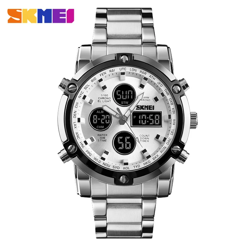 Skmei 1389 Stainless Steel Digital Watch Waterproof Popular Wristwatch