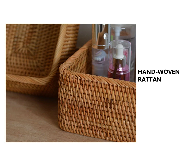 Robben Fruit Vine Bread Home Decoration Handmade Rectangular Weaving Wicker Storage Basket 2