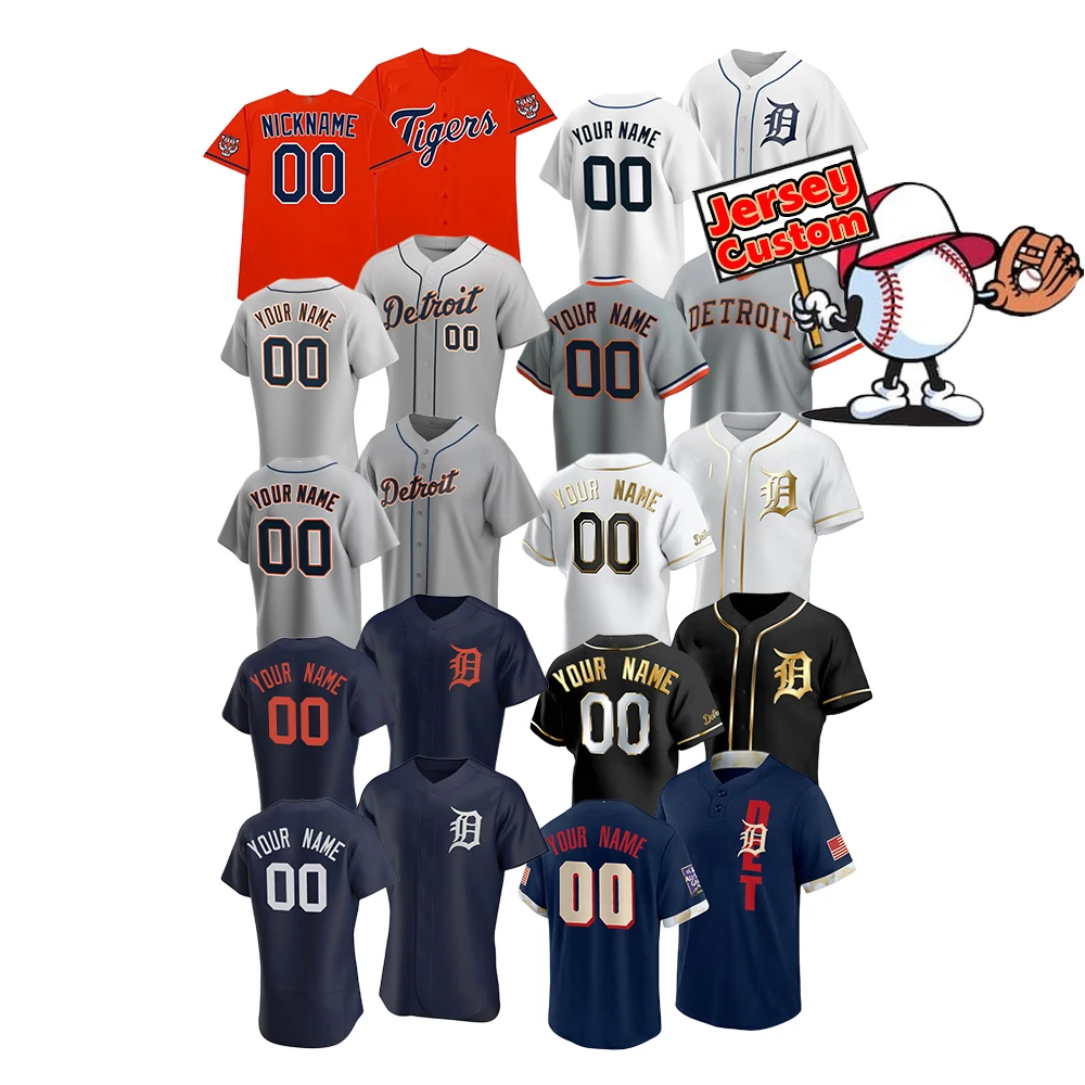 2022 мужская бейсбольная майка Detroit 00 на заказ 24 Miguel Cabrera 23 Kirk Gibson 21 Jacoby Jones вышитая S-5xl