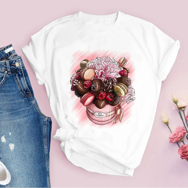 Wholesale High Quality Simple fashion summer blouse women printed crew neck white t shirts short sleeves woman tshirt