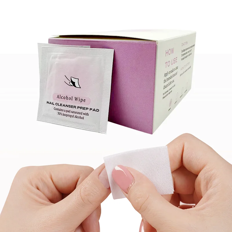 Экологичные мини-салфетки для чистки ногтей без ворса одноразовые отдельные упаковочные спиртовые подушечки