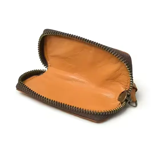 Custom PU Leather Zipper Pouch Smart Touch Bus & Car Key Case Bag with Embossed Logo Plain Pattern Fashion Style Wallet