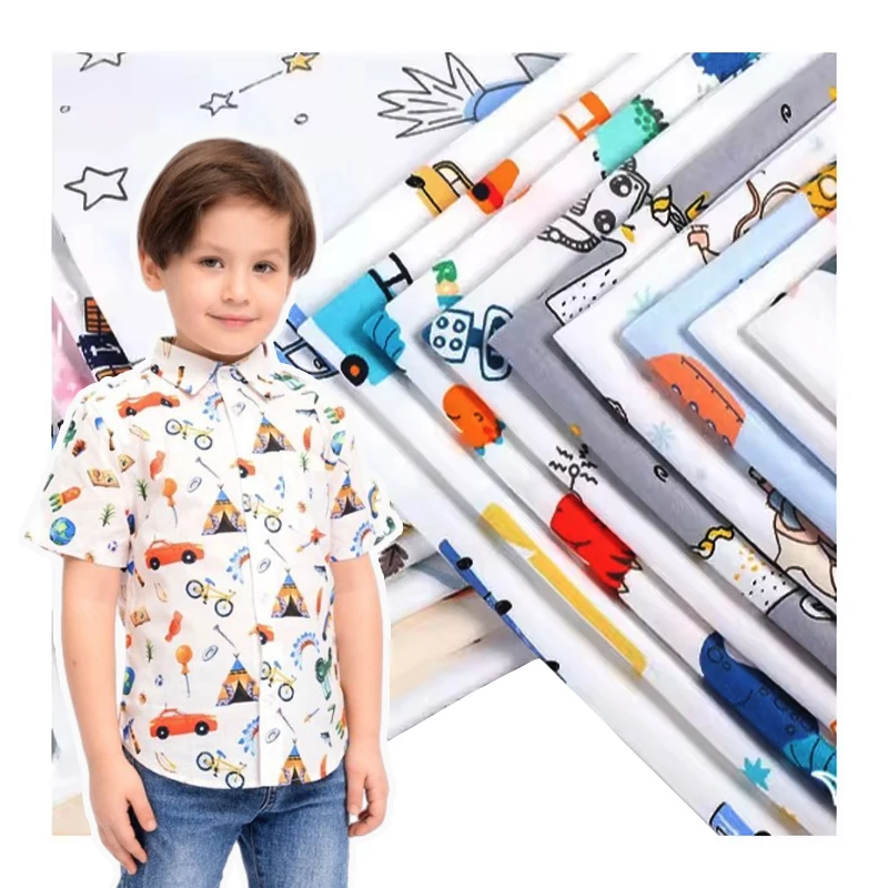 Breathable Stretch Cotton Fabric  Digital Print Customize Your DIY 95 cotton 5 spandex fabric For Kids