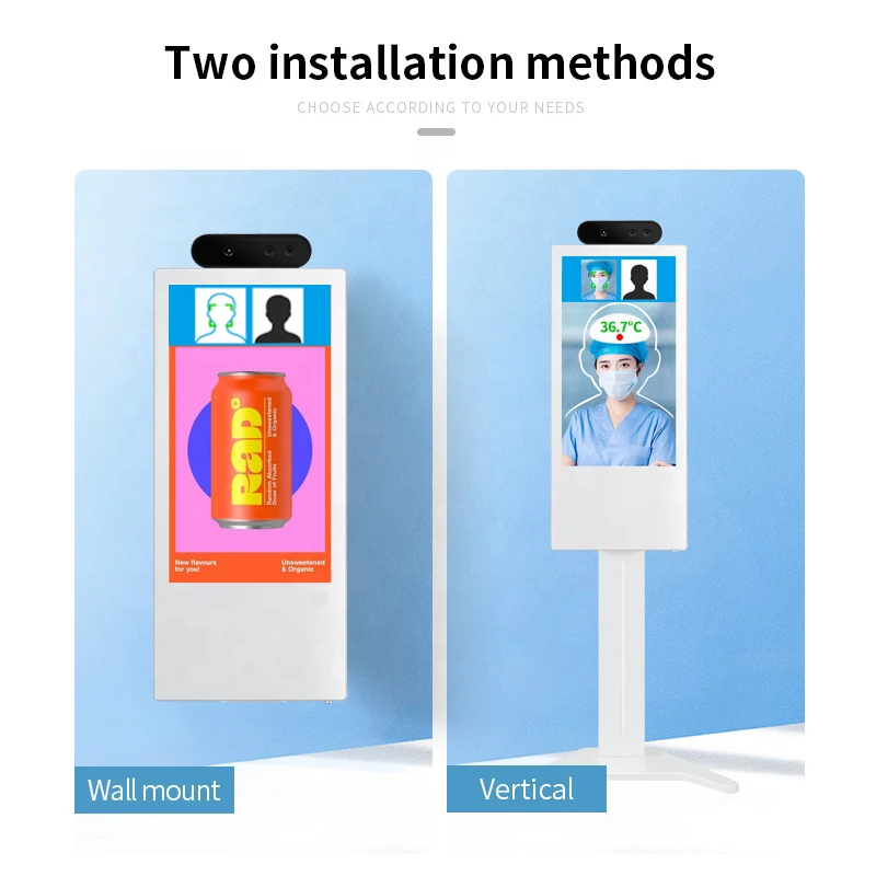 
Temperature Scanner Kiosk Sensor Face Recognition Kiosk Digital Signage and Displays Advertising Players Screen 