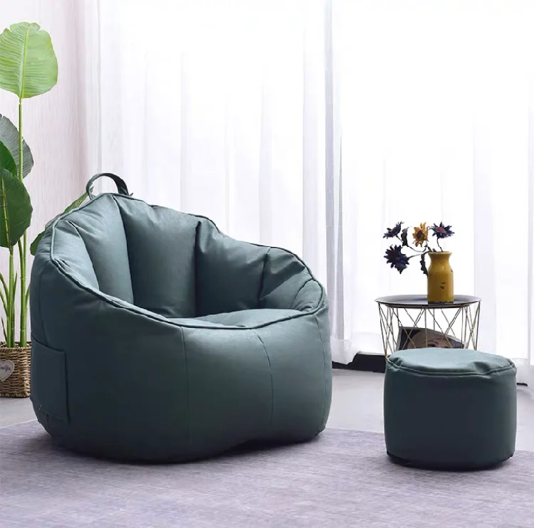 2021 hot sell pumpkin shape bean bag chair  PU leather fabric  bean bag sofa for adult