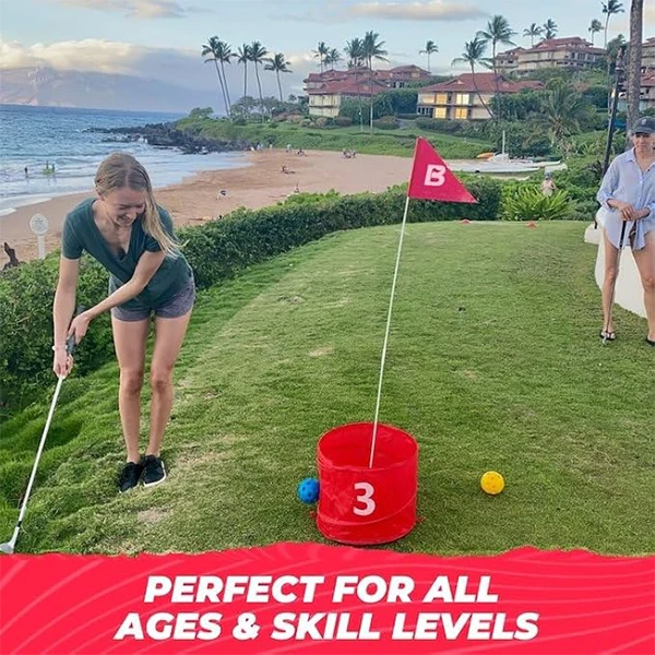 The Ultimate Backyard Golf Game for Kids and Adults Portable 6 Hole Golf Course Play Outdoor Lawn Portable Outdoor Golf Bucket