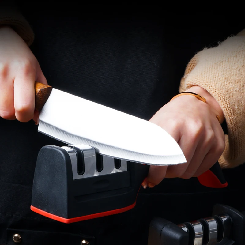 New Model Professional Mini Manual Stainless Steel 3 Stage Kitchen Handheld Knife Sharpener