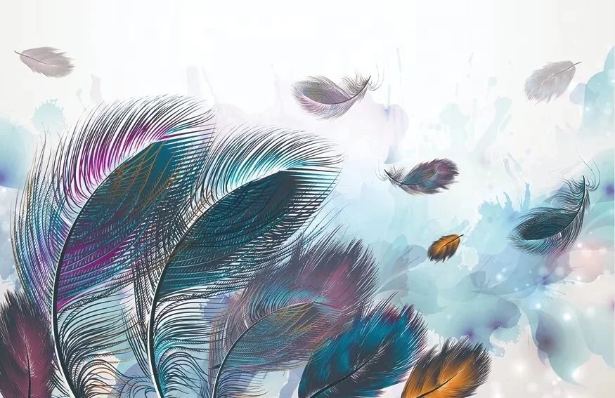 hotel restaurant home background new artistic peacock feather design custom fabric high-end wallpaper