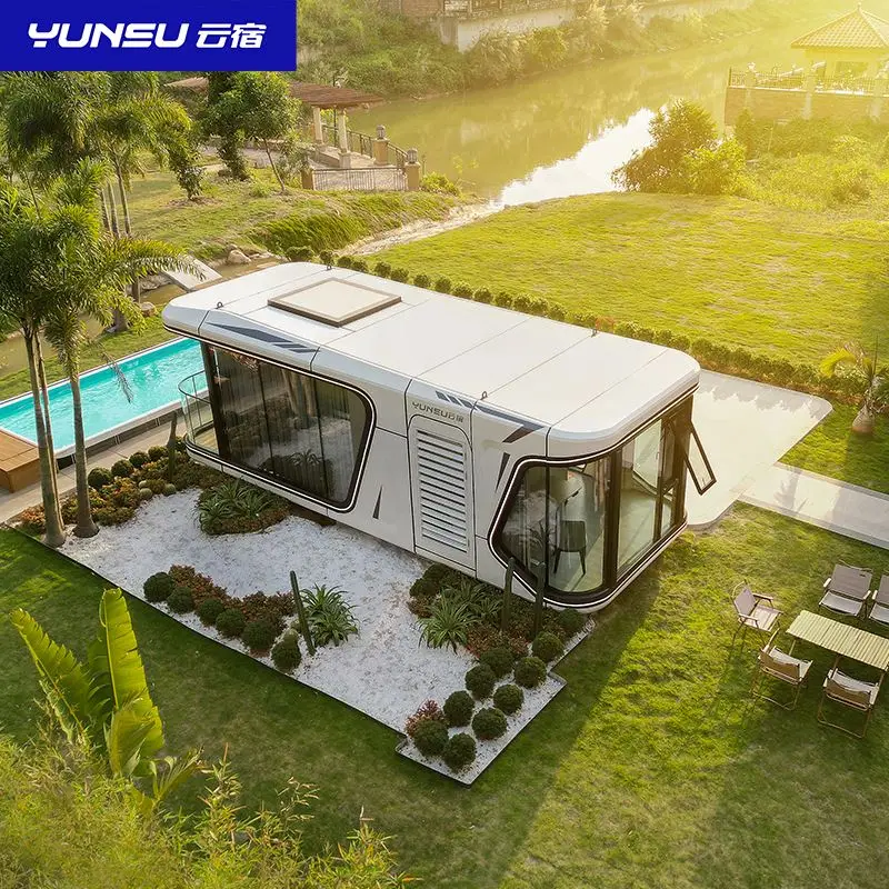 YUNSU glamping cabin pod glass room steel structure pre-made house with aluminum and smart control system