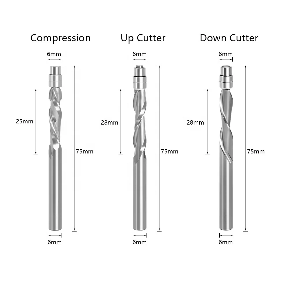 WEIX Hot Selling 1/2 1/4 Milling Cutter CNC Router Bit Flush Trim Bit with Bearing