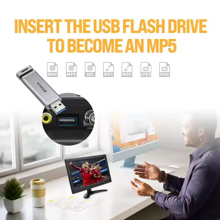 8 inch VGA H0-DMI AV BNC USB Audio in Ports Built-in Speaker HD Display for Surveillances Camera with Car Power Adapter 12-24V