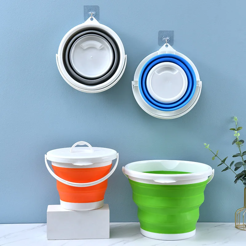 Collapsible 1.5L 3L 5L 10L Silicone Folding Water Bucket Outdoor Cleaning Collapsible Water Basin Container