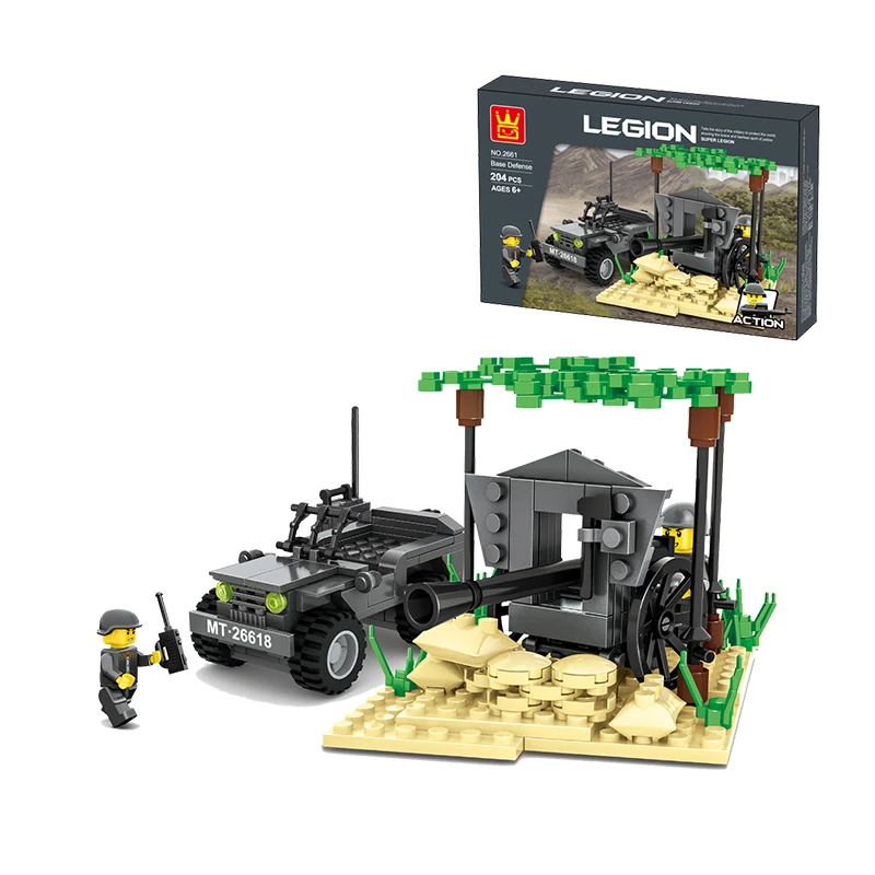 Wange customized 3D Model Toys The Military Base Defense Educational Building Blocks For Children car military army