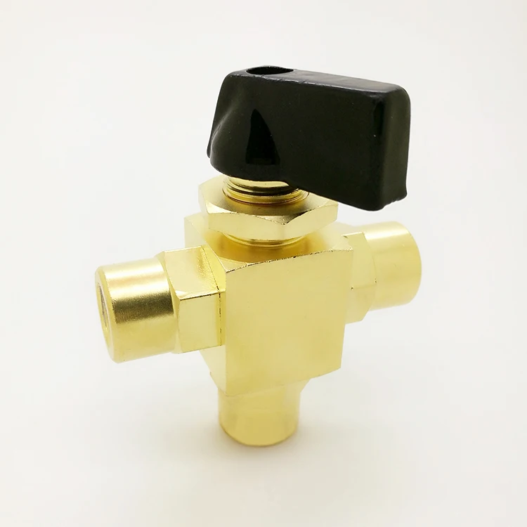 
VB series three ways brass ball valve with black handle 