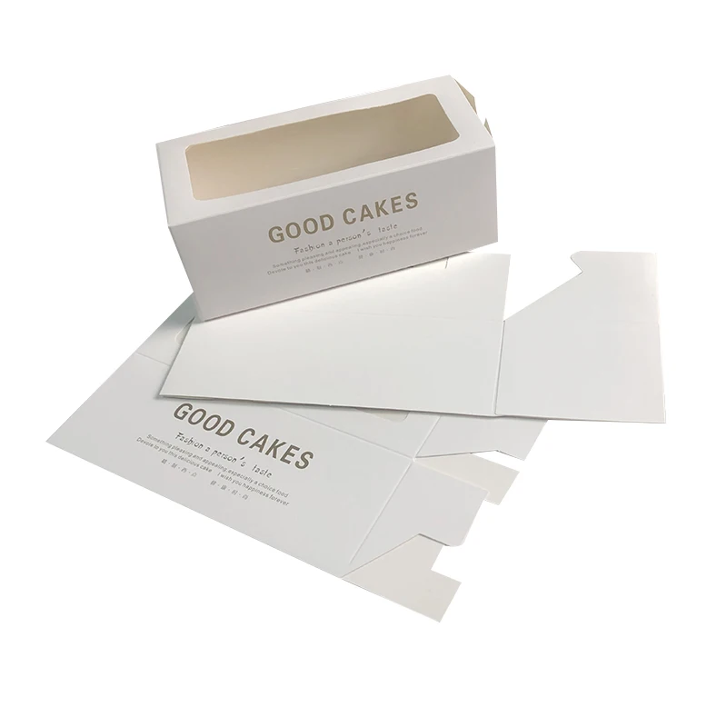 Custom White Cardboard Clear Lid Slide Out Biscuits Dessert Boxes Transparent Window