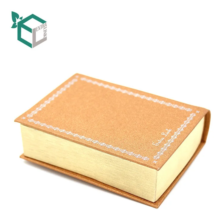 Wholesale Cheap Price High Quality Decorative Fake Book Boxes Hot Stamping Velvet Gift Box Book Shaped Packaging