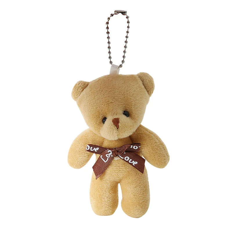 Bear keychain Plush doll, 11cm bear key chain Plush, bear plush keyring for flower gift