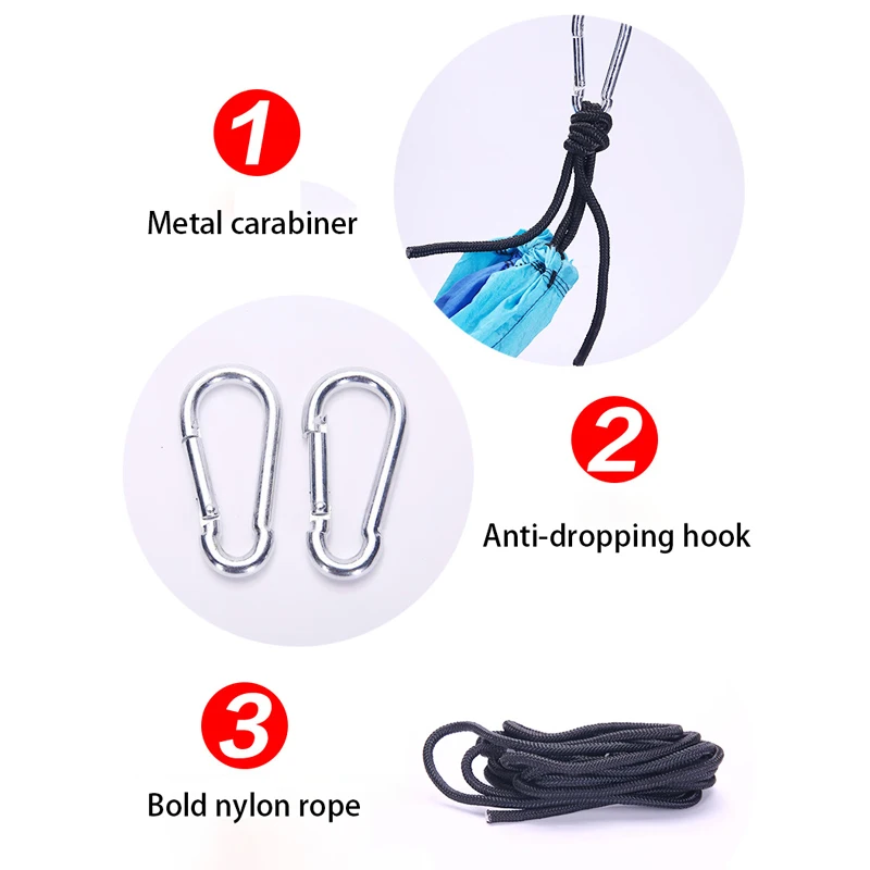 Portable Parachute Double Nylon Camping Hammock With Hammock Straps