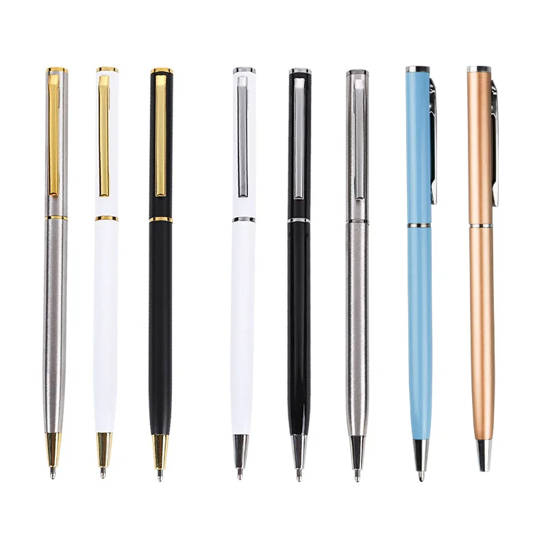Заводская оптовая продажа лучшего качества, недорогие металлические тонкие шариковые ручки, маленькая ручка для письма с пользовательским логотипом