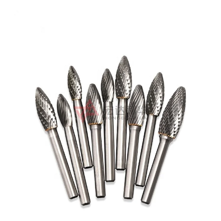 Premium Carbide Burrs Set with 1/4''Shank Double Cut Solid Power Tools Tungsten Carbide Rotary Files Bits for Die Grinder Metal Wood Carving Engraving Polishing Drilling Grinding Milling Cutting