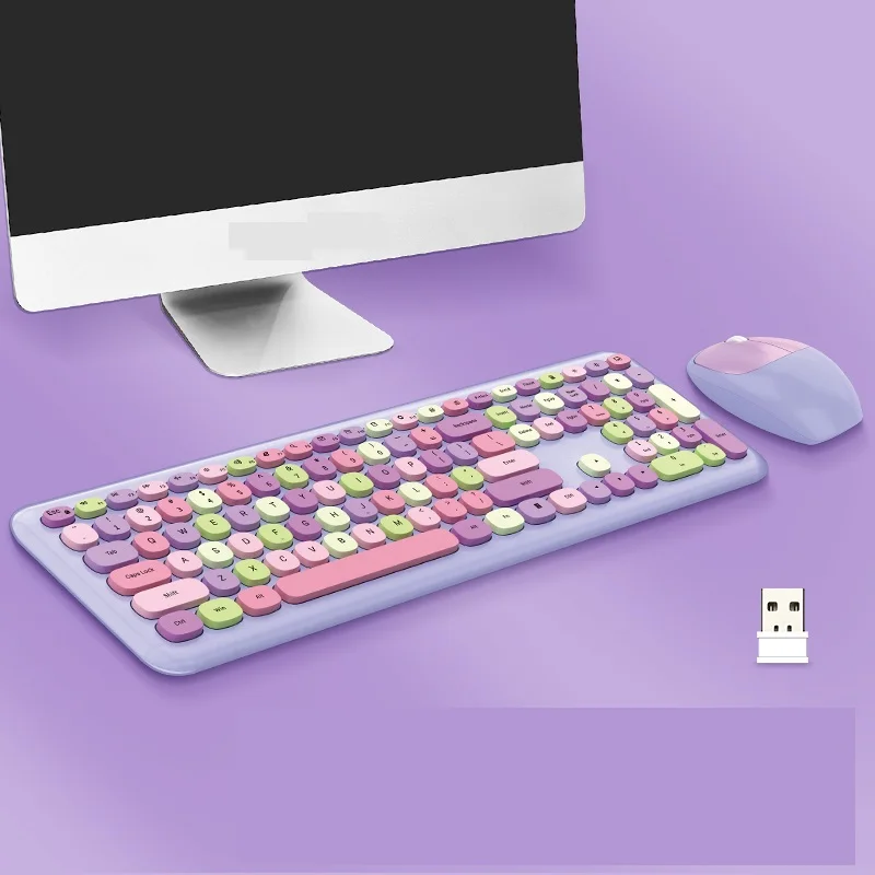 Yihe USB Беспроводная механическая клавиатура и мышь с 110 клавишами смешанного цвета для