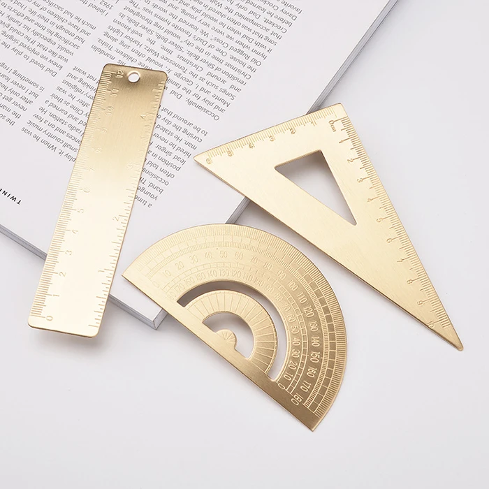 protractor triangle math geometry custom metal brass angle ruler with logo