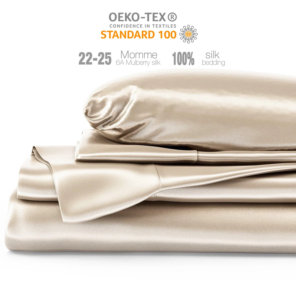 19MM/22MM/25MM 100% Pure Mulberry Luxury Silk Fitted Sheet Washable Silk Duvet Cover Cosmetic silk bedding set luxury