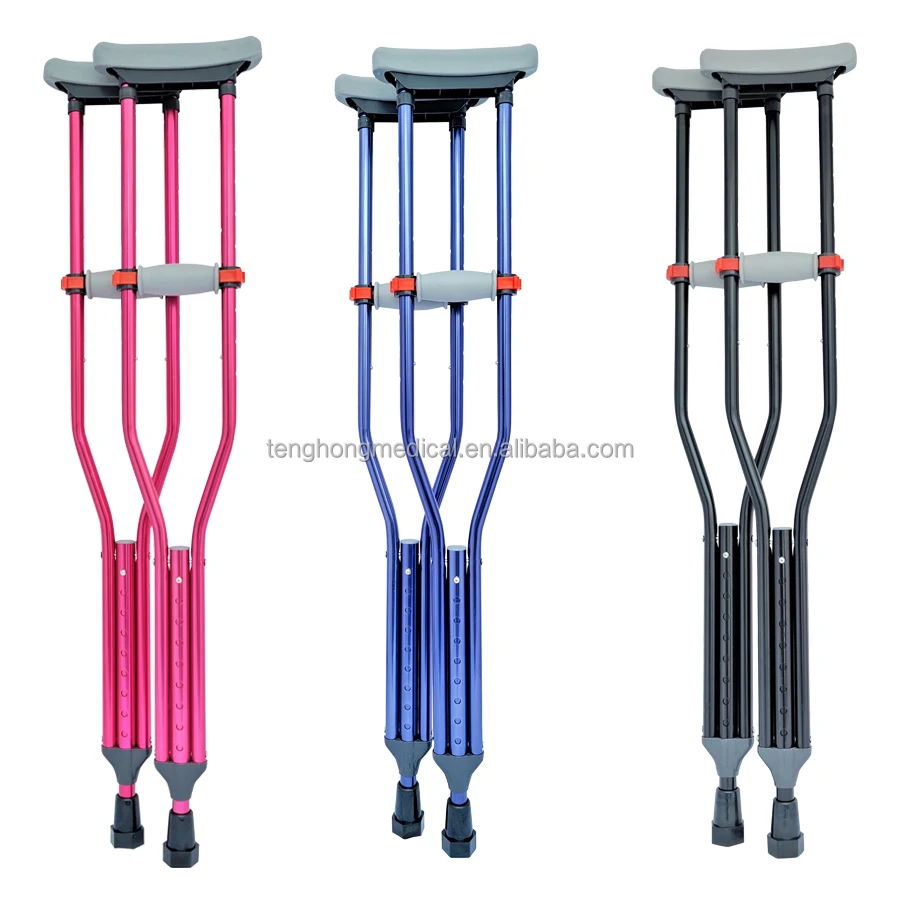 Disabled Crutches Aluminum Underarm Crutches Universal Color Adults Children Axillary Crutches