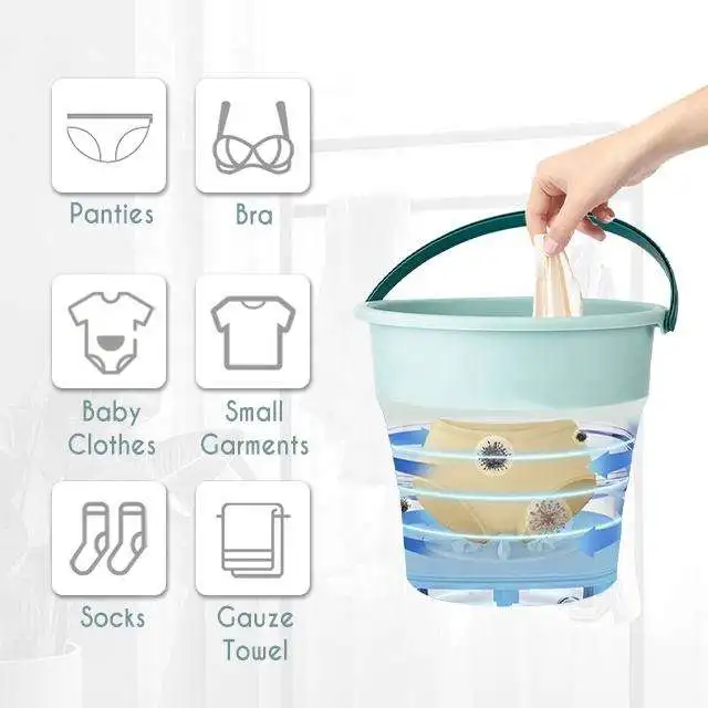 [Handy-Age]-Portable Mini Washing Machine Home Travel Single Tub With Bucket Laundry Washer Electric Ultrasonic
