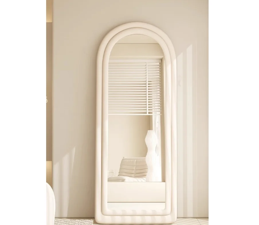 160cm Free Standing Full Length Mirror Large Tall Standing Arch Velour Framed Floor Mirror With Stand