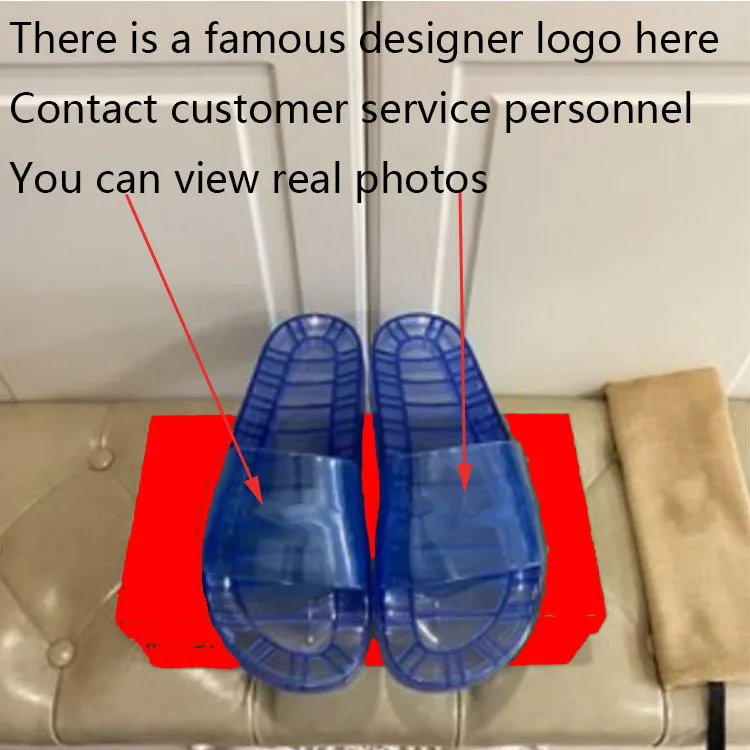 cross-border fashion brand indoor slides for ladiesflat sandals designer transparent crystal jelly slippers