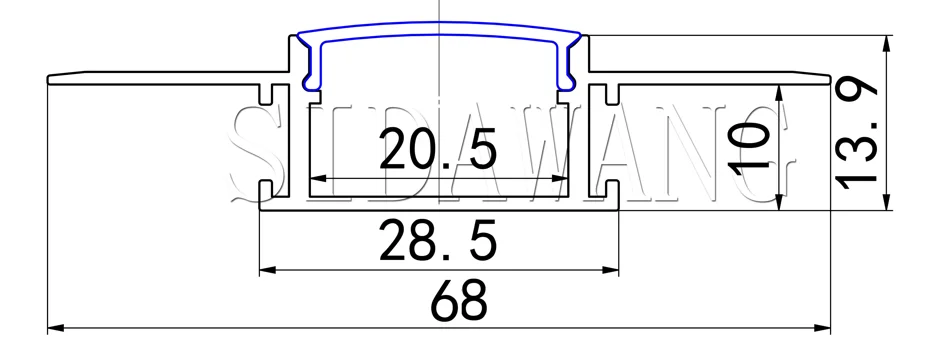 Plaster-in Recessed Standard LED Aluminum Channel with Flange for LED Strip, Aluminium LED Profile with Clip-in Diffuser