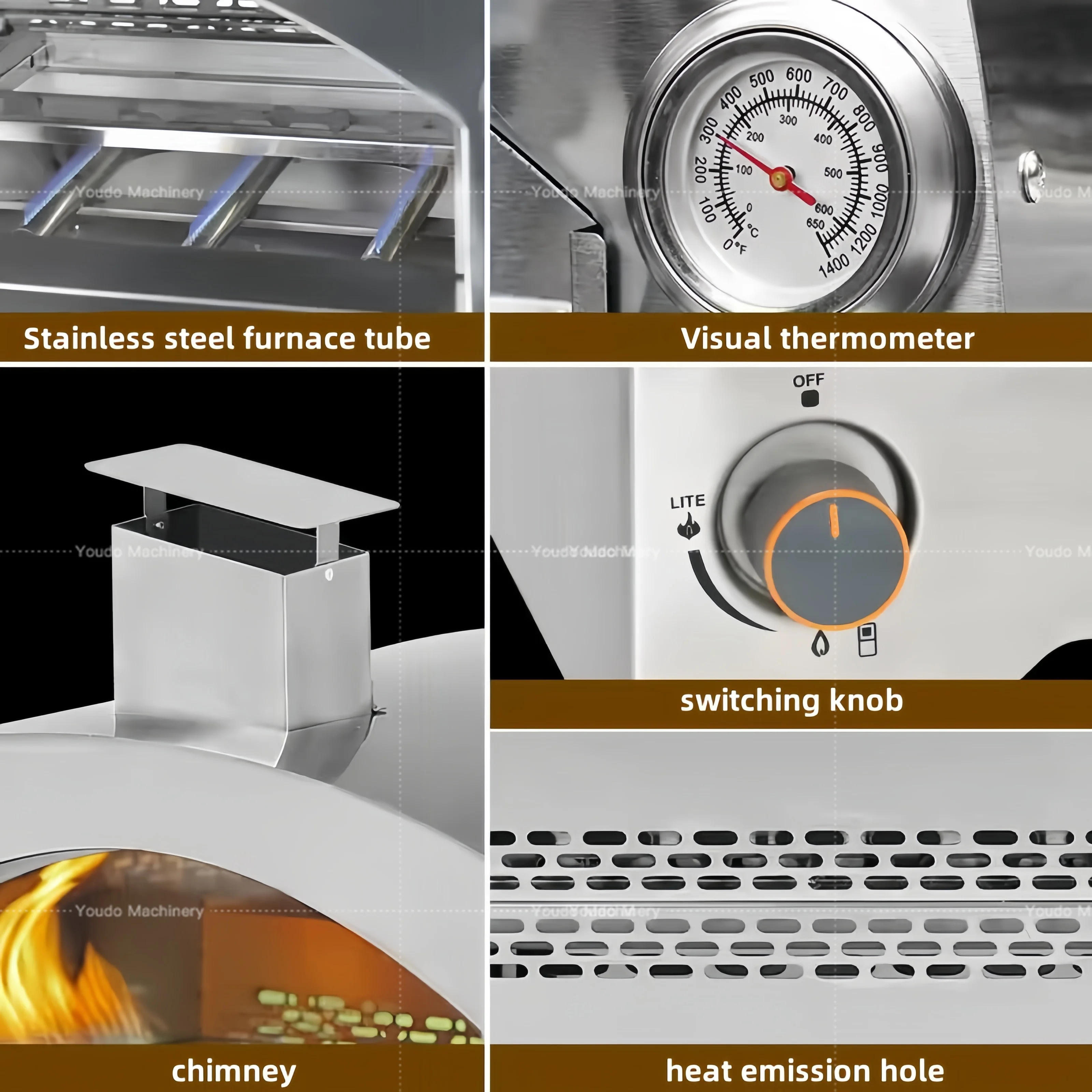 Gas Propane Pizza Oven And BBQ Grill Meat Smoker Gas Outdoor Portable RV Boat Camping Kitchen