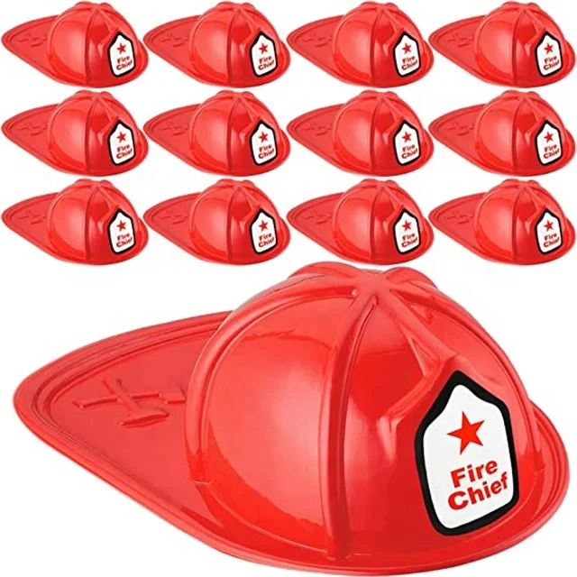 Wholesale Kids Firefighter Hat Pretend Play Toys Safety Hat Full Color Custom Plastic Hat for Cosplay Fire-theme Party Supplies