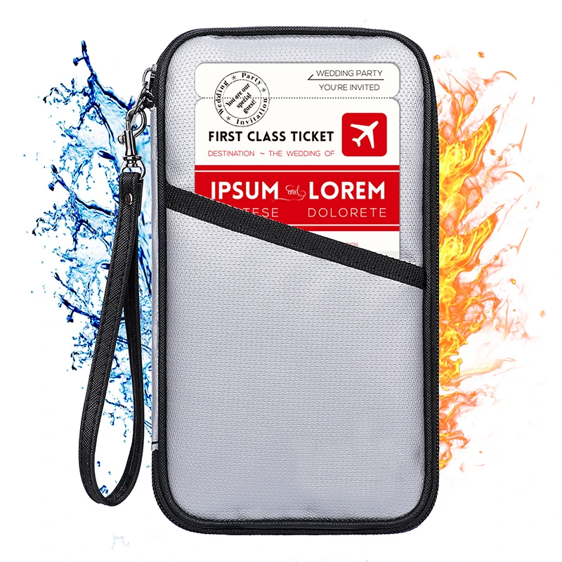 Personal Travelling Portable Safety Wallet Money Card Bag Custom Fireproof Passport Holder