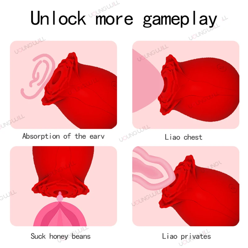  Hot Sale Red Shape Sexe Sucker Vibrador Clitoris Stimulate Pink Adult Sex Toys Purple Rose Vibrator For