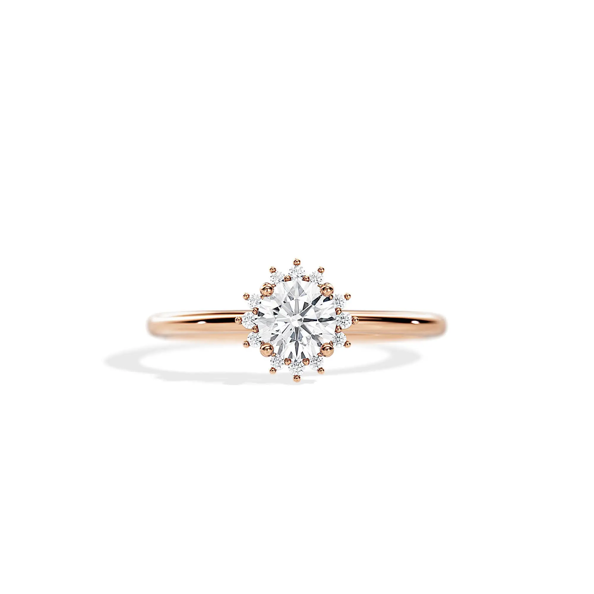 0.5 Carat Lab Grown Diamond Ring Snowflake Diamond Ring Halo Ring 14K 18K Gold Engagement Diamond