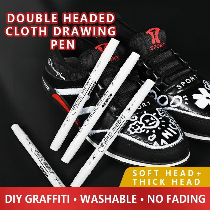 Hot Sell Twin Tip T-Shirt Cloth Art White Color Fabric Marker Pen Diy Graffiti Marker Pen For Fabric