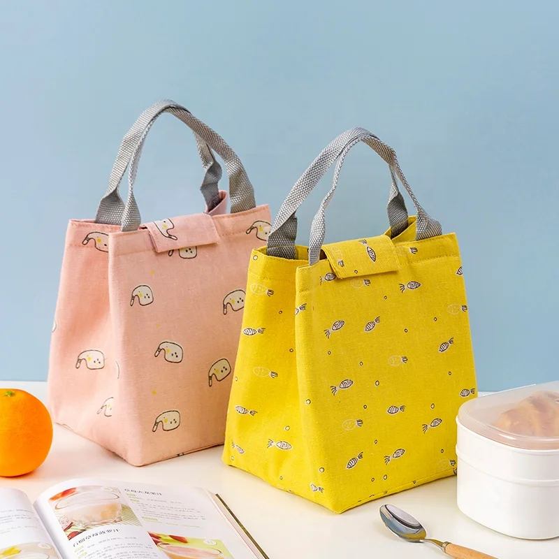 Magic tape lunch box bag set for school with custom logo foldable thermos lunch bag