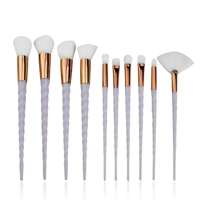 10pcs Rainbow Makeup Brush Set with ABS Diamond Handle Foundation Eye Shadow Blush Series Powder Make up Brushes with Bag