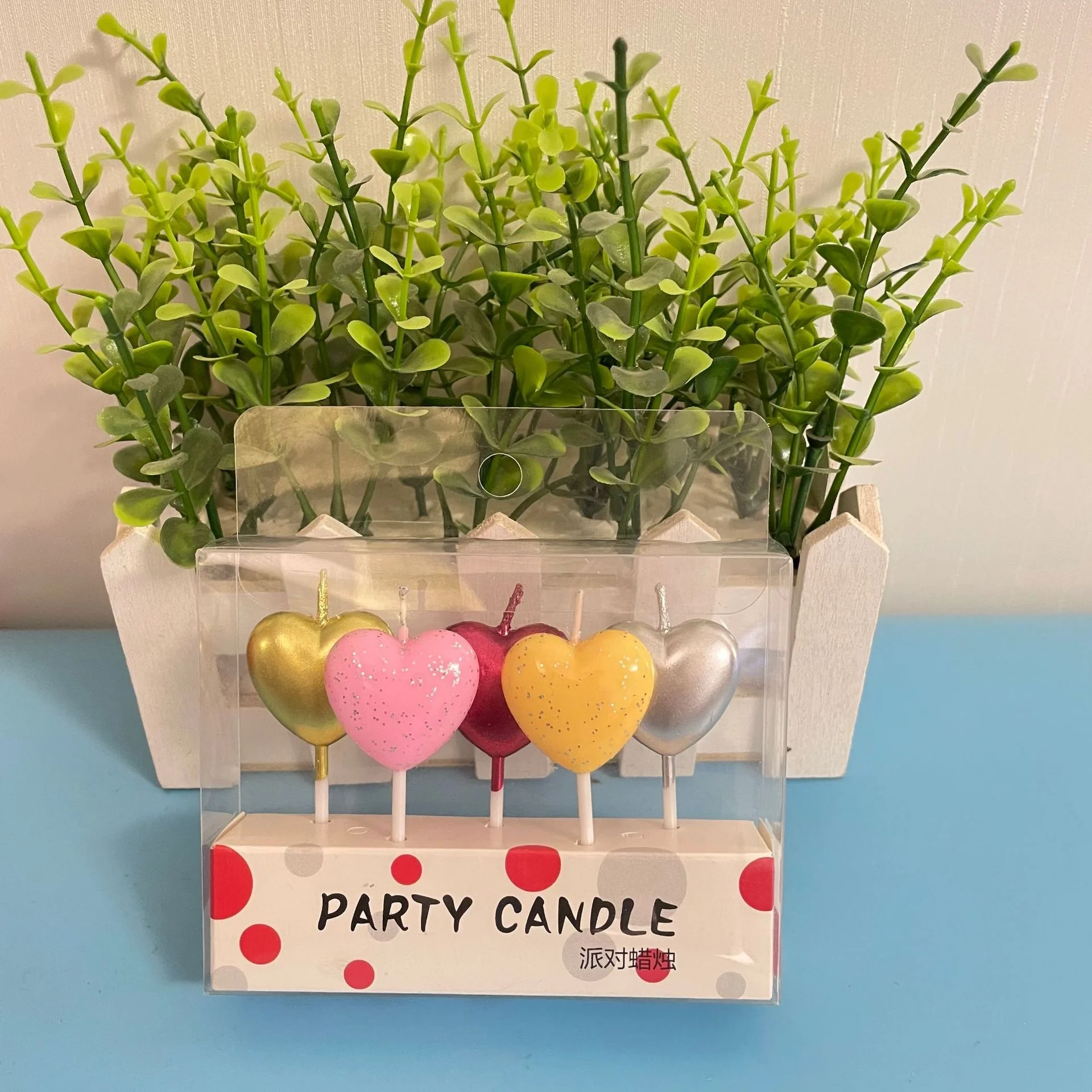 Creative Gold Powder Candle Geometry Smiling Face Little Dolphin Romantic Five Pack Party Cake Baking Candle Personality Candle