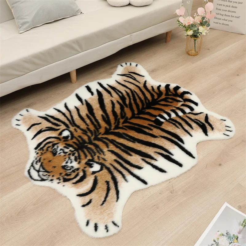 Tiger Rug Washable Carpet Bedroom Bedside Study Room Mat Home Floor Pad for Decoration