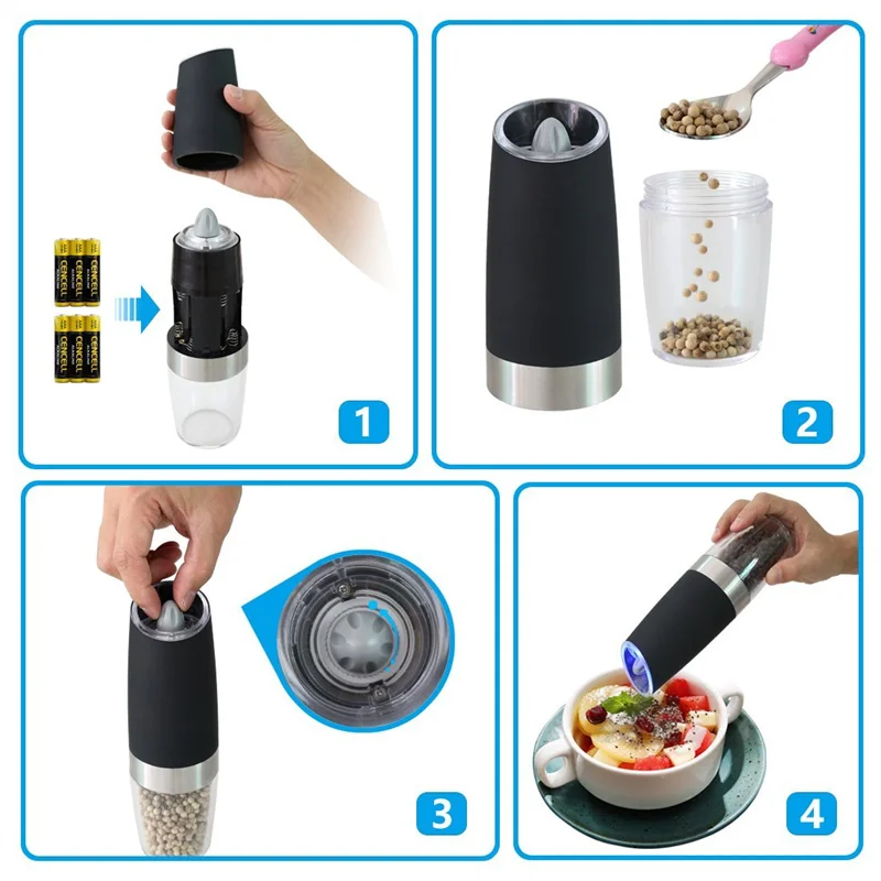 new design  Gravity Battery Operated Electric Salt and Pepper Mill