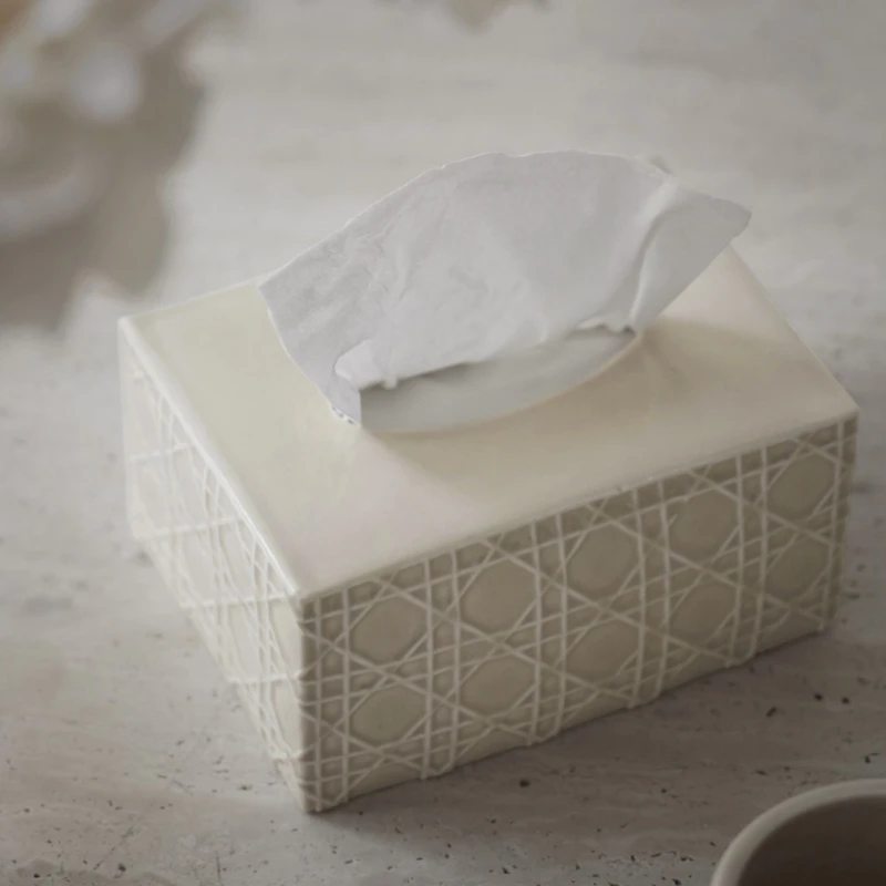 European Style Luxury Fashion Creative Household Office Desktop Ceramic Tissue Box For Home Decor Tissue Paper Boxes
