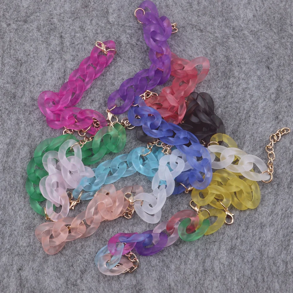 Frosted Acrylic Link Chain Bracelets For Women Men Matte Plastic Curb Chain Bracelets Bangles Fashion Acrylic Jewelry Wholesale