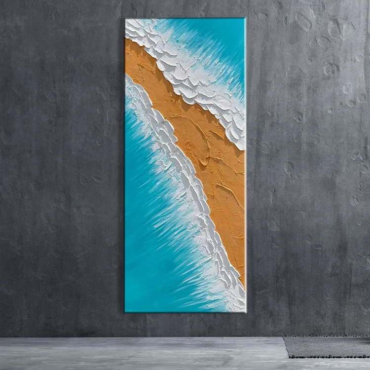 China Dafen Wholesale Ocean Waves Textured Handmade Seascape Decor Oil Painting Style on Canvas Art