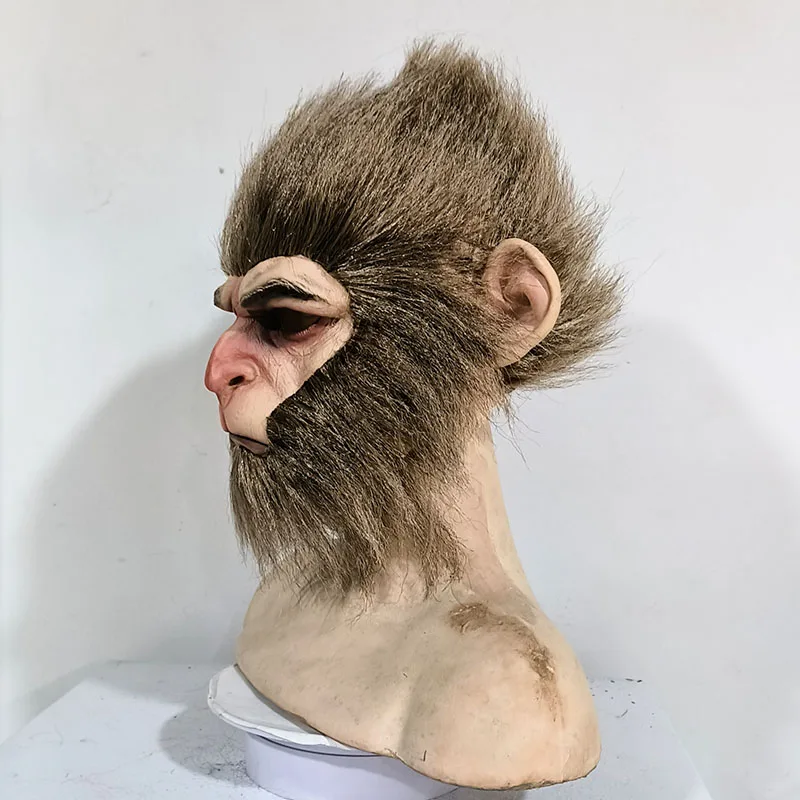 Full Headgear Halloween Mask Black Wukong Monkey Latex Cosplay Mask