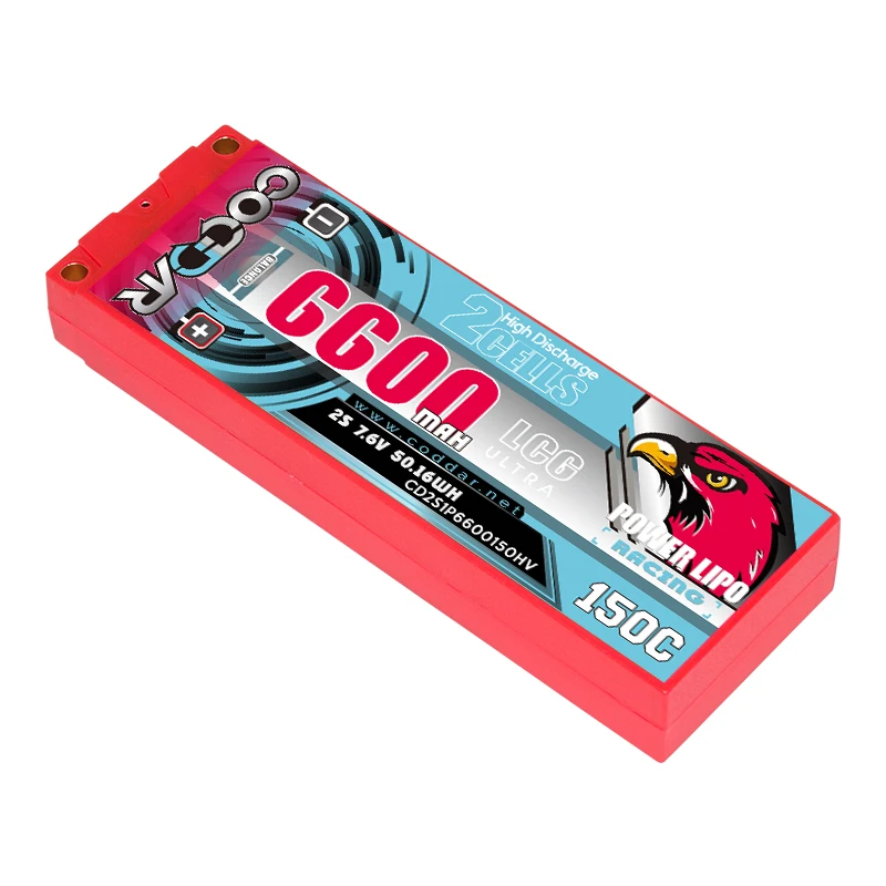 CODDAR 2S 6600MAH HV 7 6 V 150C 5mm Bullet Hard Case Ultra LCG 19mm толщина RC LiPo батарея для 1/10 Car