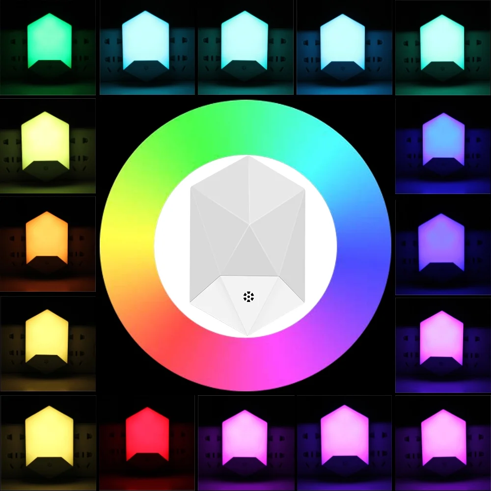 
2 Pack RGB color Changeable Light Remote Controlled Plug-in LED Night Light 