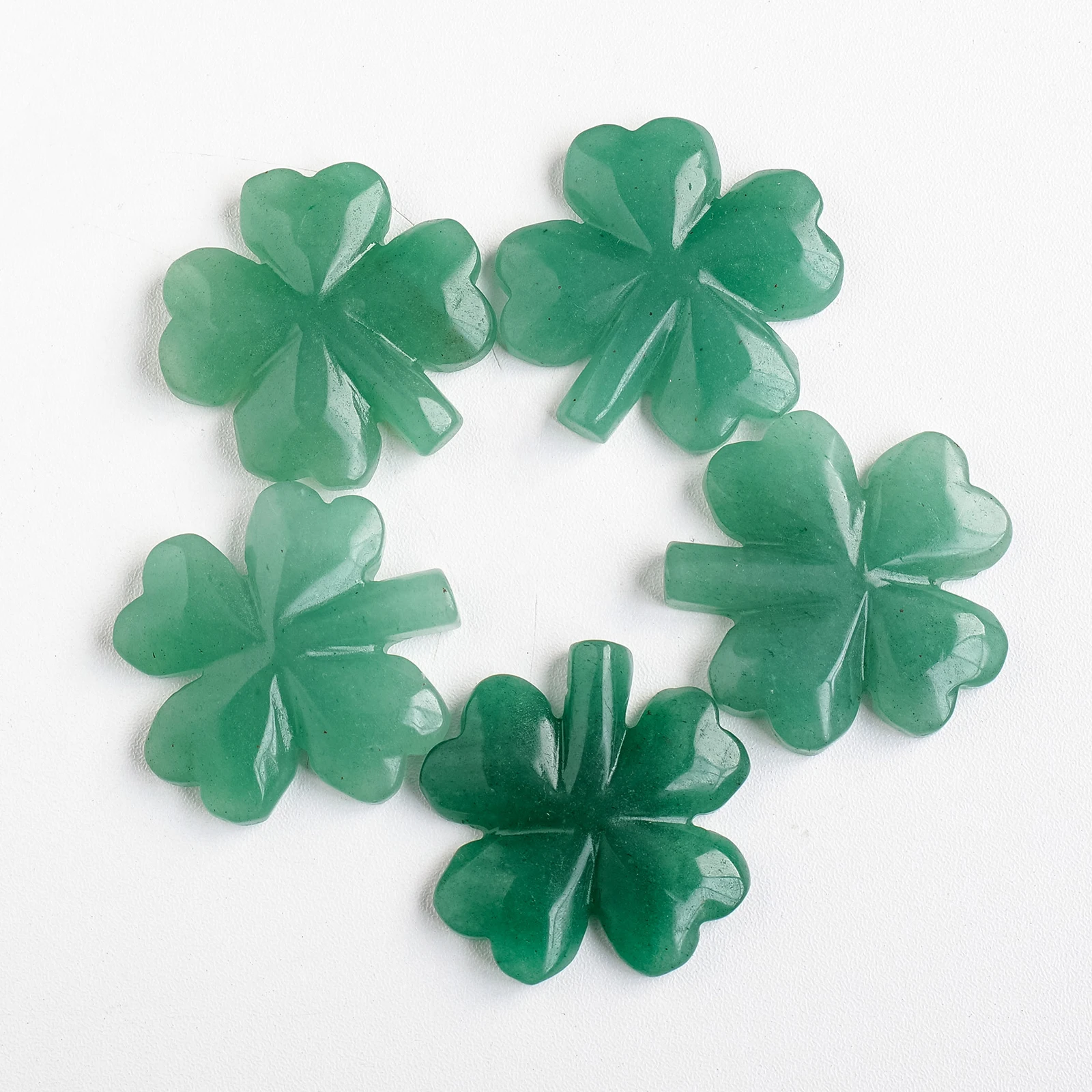 Wholesale Natural  Carved Gemstone Crystal Leaf Polished Crystal  Aventurine  Four Leaf Clover Home Decoration